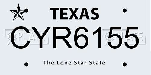 CYR6155 Texas License Plate