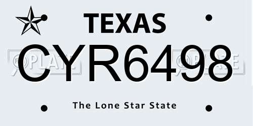 CYR6498 Texas License Plate
