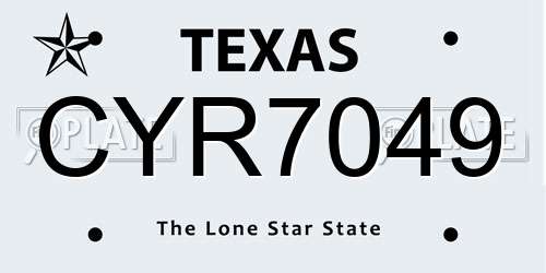 CYR7049 Texas License Plate