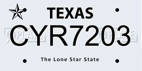 CYR7203 Texas License Plate