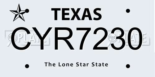 CYR7230 Texas License Plate