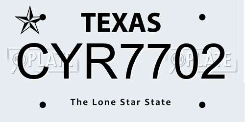 CYR7702 Texas License Plate