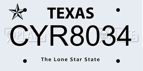 CYR8034 Texas License Plate