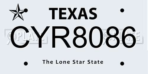 CYR8086 Texas License Plate