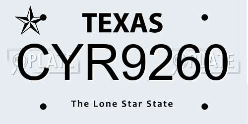 CYR9260 Texas License Plate