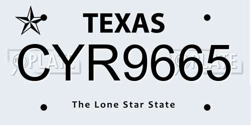 CYR9665 Texas License Plate
