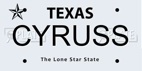 CYRUSS Texas License Plate