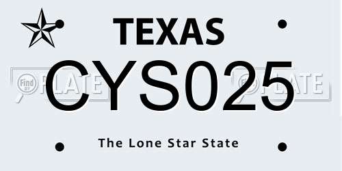 CYS025 Texas License Plate