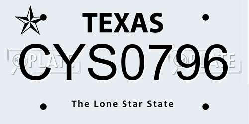 CYS0796 Texas License Plate