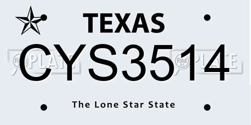 CYS3514 Texas License Plate