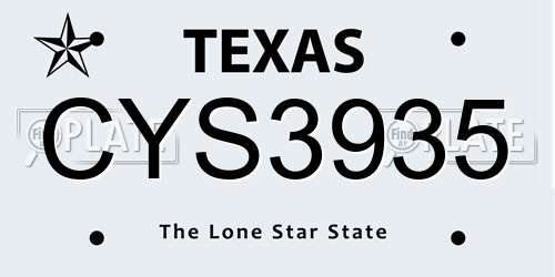 CYS3935 Texas License Plate