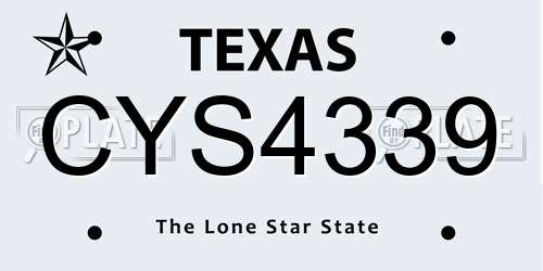 CYS4339 Texas License Plate