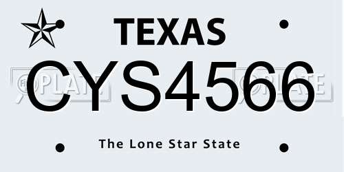 CYS4566 Texas License Plate