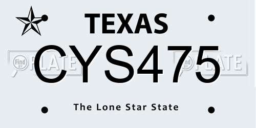 CYS475 Texas License Plate