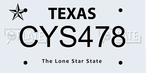CYS478 Texas License Plate