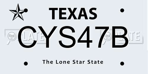 CYS47B Texas License Plate
