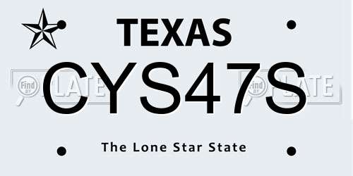 CYS47S Texas License Plate
