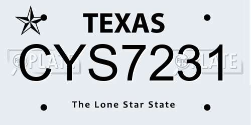 CYS7231 Texas License Plate
