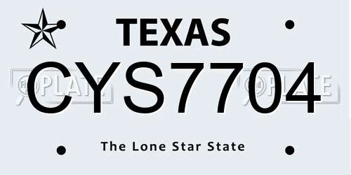 CYS7704 Texas License Plate