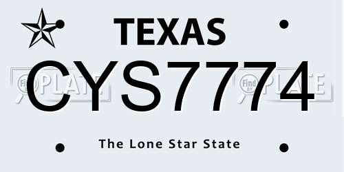 CYS7774 Texas License Plate