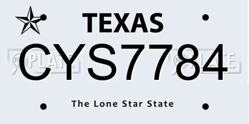CYS7784 Texas License Plate