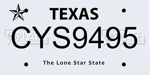 CYS9495 Texas License Plate