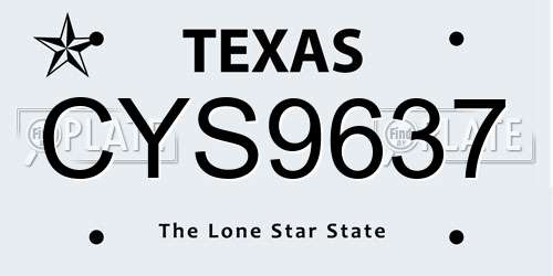 CYS9637 Texas License Plate