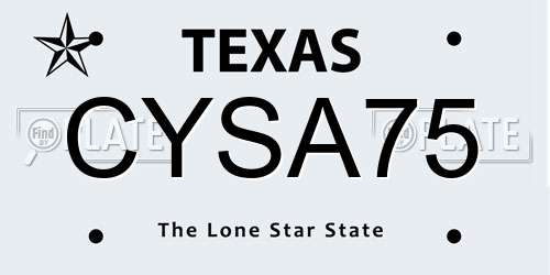 CYSA75 Texas License Plate