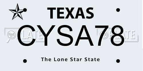 CYSA78 Texas License Plate
