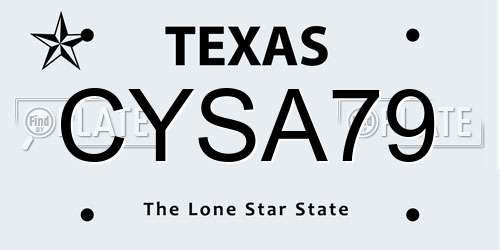 CYSA79 Texas License Plate