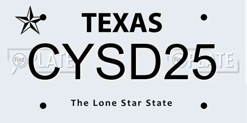 CYSD25 Texas License Plate