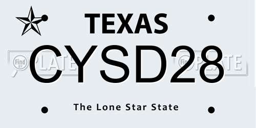 CYSD28 Texas License Plate