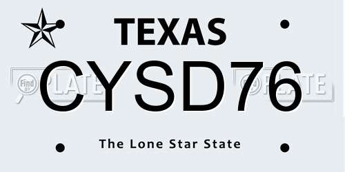CYSD76 Texas License Plate