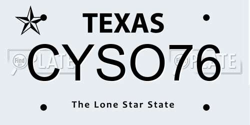 CYSO76 Texas License Plate