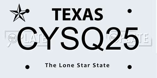 CYSQ25 Texas License Plate