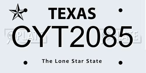 CYT2085 Texas License Plate