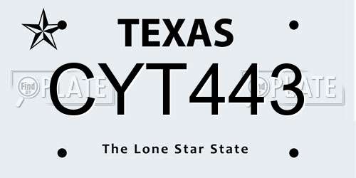 CYT443 Texas License Plate