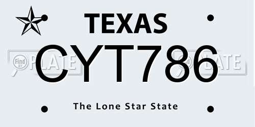 CYT786 Texas License Plate