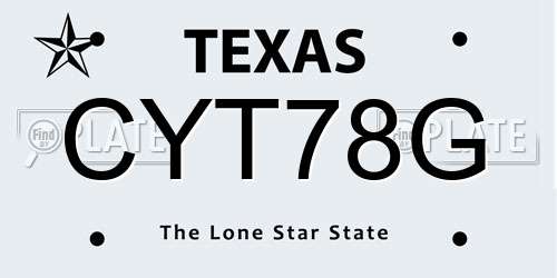 CYT78G Texas License Plate
