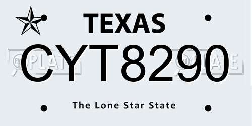 CYT8290 Texas License Plate