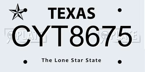 CYT8675 Texas License Plate