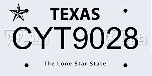 CYT9028 Texas License Plate