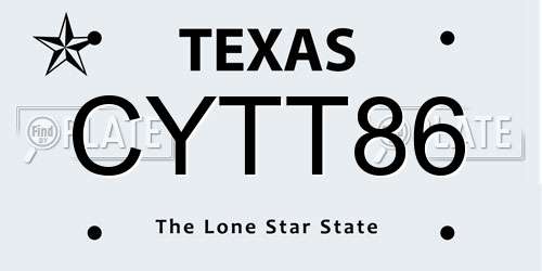 CYTT86 Texas License Plate