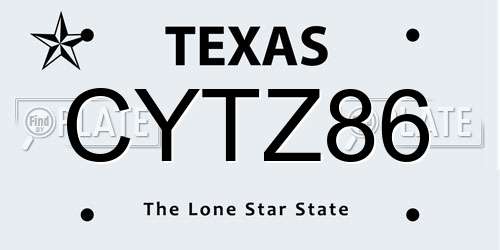 CYTZ86 Texas License Plate