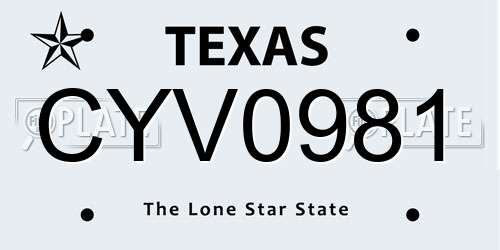 CYV0981 Texas License Plate