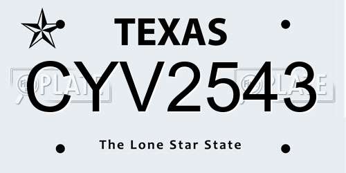 CYV2543 Texas License Plate