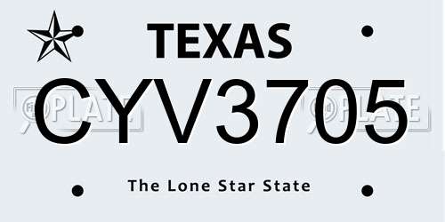CYV3705 Texas License Plate