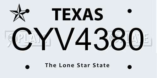 CYV4380 Texas License Plate