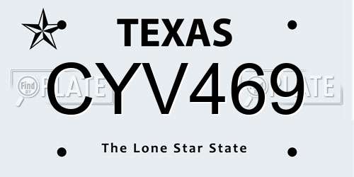 CYV469 Texas License Plate
