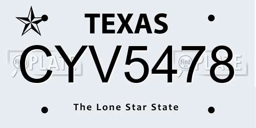 CYV5478 Texas License Plate